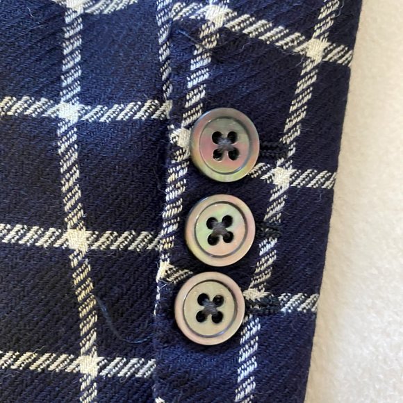Burberry Blue & White Wool Plaid Blazer - Picture 3 of 9